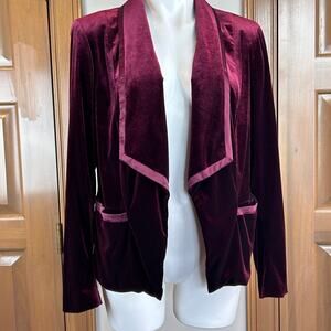 Laundry by Shelli Segal Blazer open front Burgundy Velvet size Large